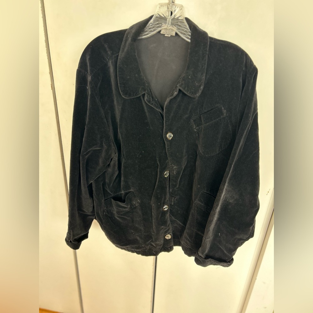 CP Shades Black Velvet Relaxed Button-Up Shirt